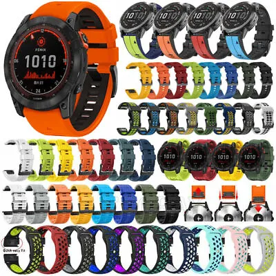 Quick Fit Silicone Watch Band Strap For Garmin Fenix 5 5X Plus 6 6X 7 7X Pro S70 • £7.99