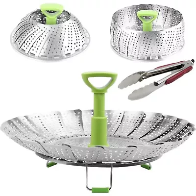 Vegetable Steamer Basket Versatile With Retractable Handle New + FREE Tongs • $12