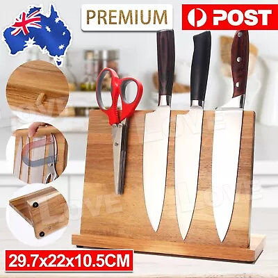 Wood Knife Magnet Cutlery Holder Stand Storage Rack Block Kitchen Tool AU Ship • $25.95