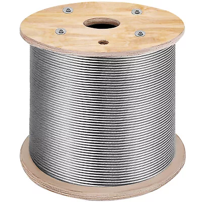 VEVOR T316 1x19 Stainless Steel Cable 500FT 1/8  Cable Rail Steel Wire Rope • $63.99