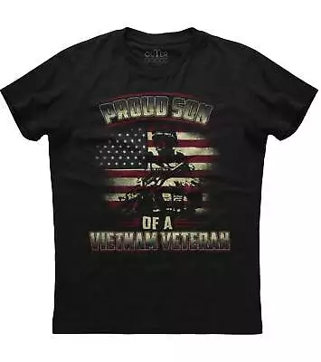 Proud Son Of A Vietnam Veteran USA Flag Printed Men's New Black T-shirt • $17.95