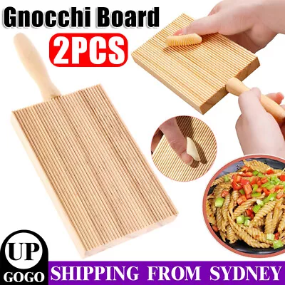 2pcs Gnocchi Board Pasta Maker Tray Home Made Rubberwood Italian Dumpling Tool • $11.45