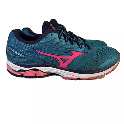 Mizuno Wave Rider 20 Women's Running Shoes Size 9 Green Teal & Pink J1GD170363 • $29.99