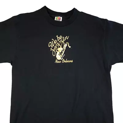 Vintage New Orleans Jazz T Shirt Mens Size Medium Black Y2K Saxophone Music NOLA • $23.99