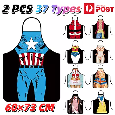 2PCS Novelty Apron Men Women Funny Kitchen Cooking Costume BBQ Party Game Gift • $18.19