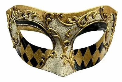 Unisex Venetian Mask Mardi Gras Halloween Men Masquerade Mask - Black & Gold • $17.99