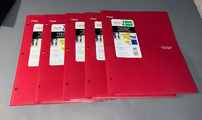 Mead Five Star 2 Pocket Folder ~ DARK RED ~ Lot Of 5 ~ No Prong • $10.99