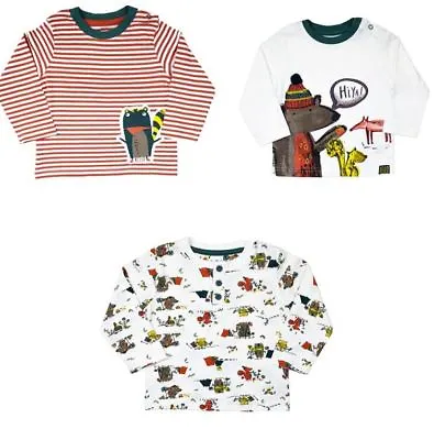 Ex Nutmeg Baby Boys 3 Pack Bear Woodland Animals Long Sleeve Tops 0 3 6 9 12 Mth • £9.99