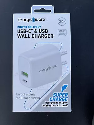 ChargeWorx Power Delivery  Charger USB-C &  USB Wall Charger For IPhone 12/13 • $10.50