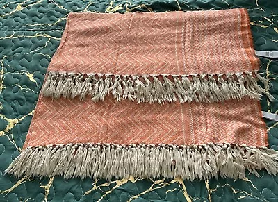 Two Marks And Spencer Lightweight Orange And Beige Throws • £5.99
