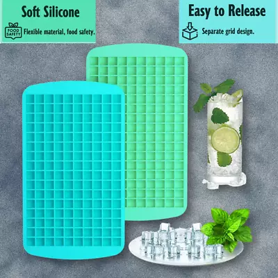 Upgrade Silicone Mini Ice Cube Trays 2 Pack Ice Cube Mold Easier To Release • $12.19