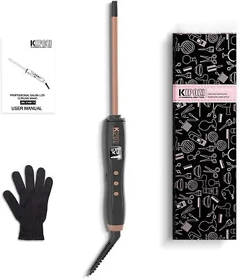 £16.99 • Buy Thin Curling Iron Wand KIPOZI Ceramic 3/10 Inch Curler Iron Heat Resistant Glove