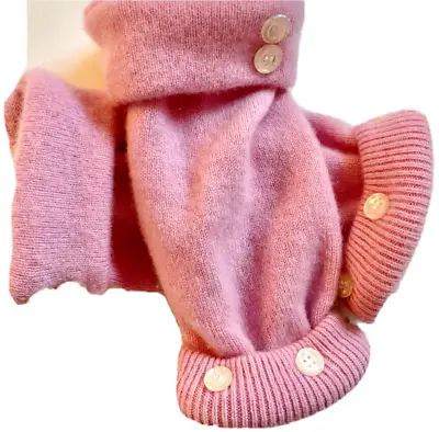 $33.49 • Buy Fingerless Gloves Pink 100% Cashmere Wool S M L Small Medium Large Mittens Cuffs