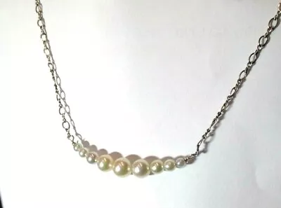 Mikimoto Remake Sterling Fancy Chain 9-pearl 6.4mm-2mm Stationed Necklace 16-18  • $389