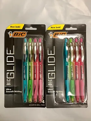 £8.98 • Buy (2 Packs) 4 BIC Atlantis Glide Ball Pens Assorted Ink Medium Writes 2x Longer.