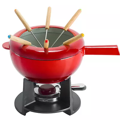 Zwilling Cherry Fondue Set Enamel Cast Iron Includes Forks Induction Suitable • £27.99