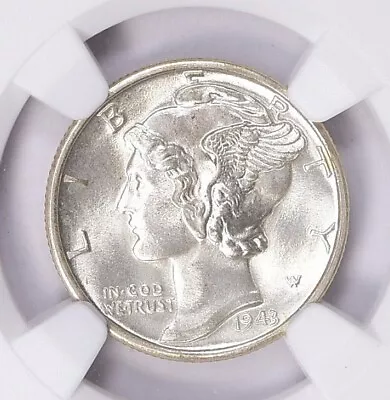 1943 D Mercury Dime 10c MS68+FB TOP POP $9500 NGC Value • $3899.99