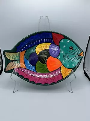 Mexican Pottery Fish Plate Signed 11” SEE DESCRIPTION  • $21.15