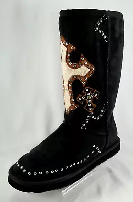 Montana West Warm Sherpa Inside Fleurdelis Embellish Western Boots 12  Tall Sz6 • $47