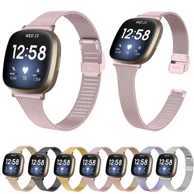 For Fitbit Versa 3 /Sense Stainless Steel Metal Mesh Watch Band Strap Wristband • $13.85