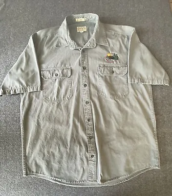 Cabelas Shirt Men XL Stonewash Canvas Gray Short Sleeve Outdoor Button Pockets • $9.59