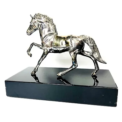 Yaacov Heller Sterling Silver Horse Sculpture On Marble 9.5x4x8  • $449.99