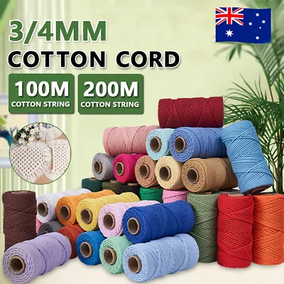 3/4mm  Thread Macrame Cord String Rope Twisted DIY Cotton Dream CatcherCraft • $12.50