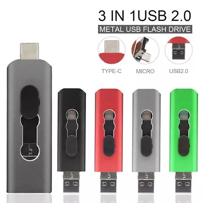 OTG 3 In 1 USB Flash Drives USB & Type-C USB Memory Stick For Samsung Android • $28.20