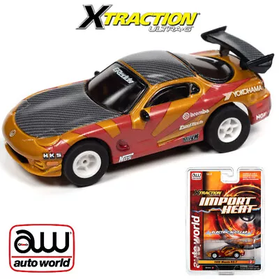 Auto World Xtraction Import Heat 1995 Mazda RX-7 Gold/Red HO Slot Car • $33.99