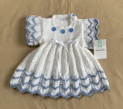 £12 • Buy Hand Knitted Baby Dress 0-3 Months