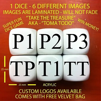 Take The Treasure Dice Game Aka Toma Todo Dice - Custom Logos Availabe Free Bag • $12.99