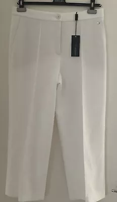 Marc Cain Collections White Crop  Jersey Trousers Size N5 Uk 16 New With Ticket • £39