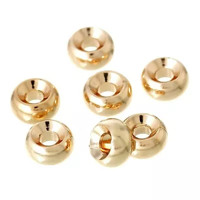 20 Round Drum 14K Gold Copper Base 5x3mm 2mm Hole Spacer Accent Beads  • $7.99