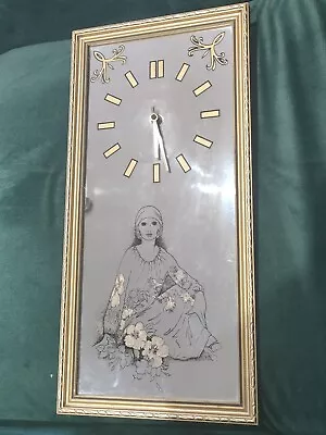 Vintage Mirror Clock Mucha Style Gatsby Era 1920s Lady • £44.99