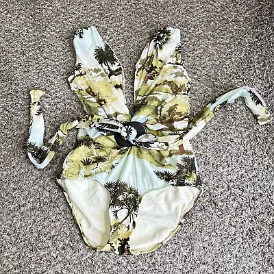 Lenny Niemeyer Plunge One-Piece Swimsuit Green Jungle Safari Theme Size M • $49