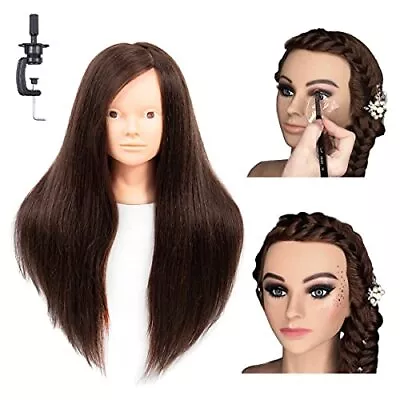  Long Hair Mannequin Head With Real Hair 60% Training Head 26Inch No Makeup 4# • $44.42