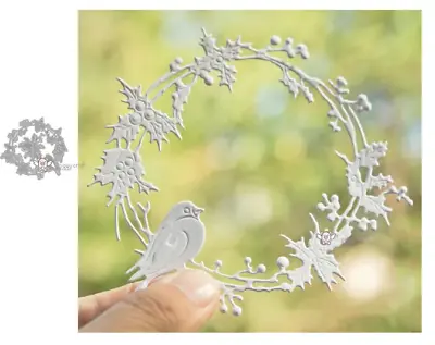 £3.69 • Buy Bird Holly Wreath Metal Cutting Dies Stencil Scrapbooking Embossing Decor Craft