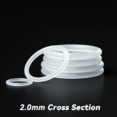 £26.75 • Buy Food Grade O-Ring 2mm Cross Section Clear Silicone Rubber O Rings 5mm-90mm OD