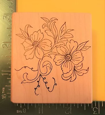 Magenta MORNING GLORY FLOWERS Rubber Stamp • $7.96