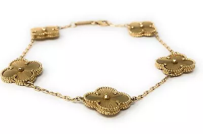 Van Cleef  Arpels Vintage Alhambra Bracelet 5 Motifs 18k Yellow Gold • $6250