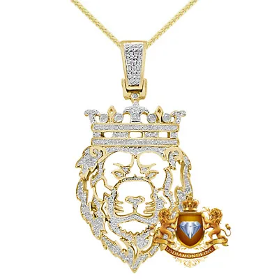Real Genuine Diamond 0.40 Cwt. Lion King Head Crown Face Charm Pendant Chain Set • $249.99