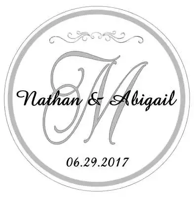 Silver Monogram Wedding Favors Bridal Shower Tags Stickers Labels 4 Your Favors • $5.50