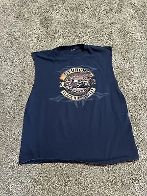 Sturgis Bike Shirt Mens Size Large Cut Off Blue 2012 Black Hills Rally - 8170 • $11.99