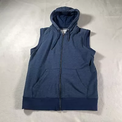 Aeropostale Jacket Hoodie Mens Medium Blue Sleeveless Full Zip Fleece Lined Coat • $12.15