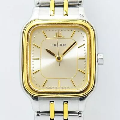 Seiko Ladies CREDOR 7371-5050 Quartz SS Stainless Steel 18KT Gold Pre-owned JP • $720.90