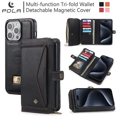 Leather Card Holder Wallet Detachable Magnetic Cover For IPhone 11 12 13 14 15 • $36.84