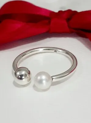 $69 • Buy New Genuine Pandora Contemporary Pearl Ring #197573p Size 60