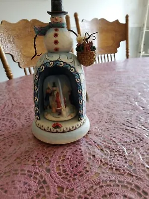 $20 • Buy Jim Shore Winter Memories Snowman Revolving Scenes Jingle Bells Music Box 