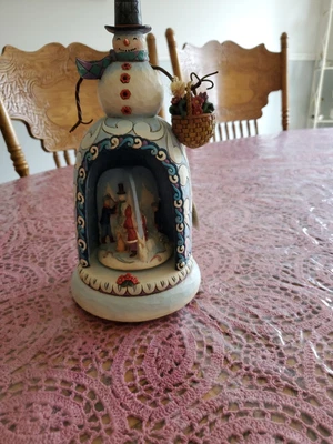 $20 • Buy Jim Shore Winter Memories Snowman Revolving Scenes Jingle Bells Music Box 