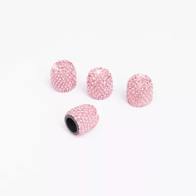 4x Pink Bling Crystal Diamond Stem Car Tire Tyre Valve Dust Cap Cover Universal • $10.44